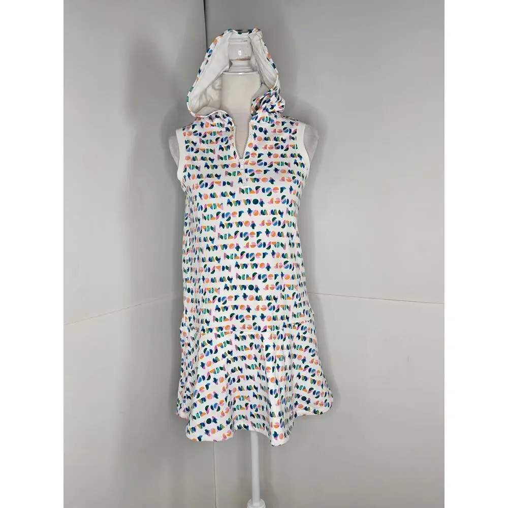 Tommy Hilfiger EUC hooded sleeveless polo zip graphic dress girls 16 XL white